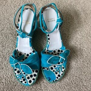 Stuart Weitzman turquoise suede wedges 8.5